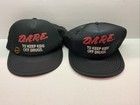 Two Vintage DARE Hat Cap Snap Back Black Trucker Keep Kids Off Drugs Adjustable — photo 1