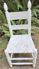 Vintage Chippy 1920’s Rush Woven Side Chair white paint colorRustic Collectable 