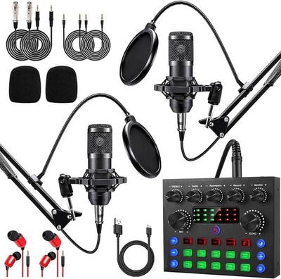 Studio Mikrofon Kit: BM-800, Scherenarm, Pop-Filter, Live-Soundkarte, Gamer