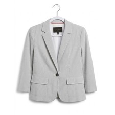 Banana Republic Seersucker Single Button Blue and White Striped Blazer Size 8