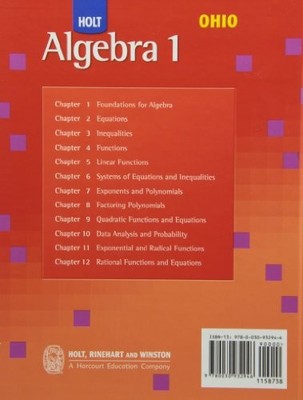 Algebra 1, Grade 9: Holt Algeb - VERY GOOD