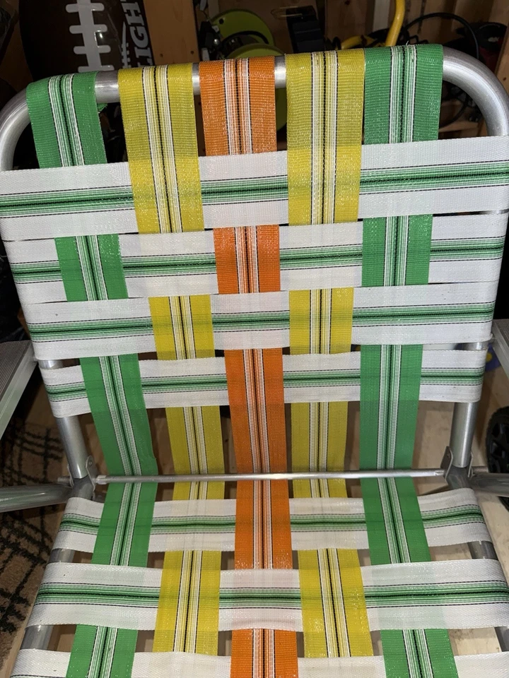 SILLA DE CÉSPED plegable de aluminio MCM vintage piscina playa pierna corta silla clavija flejes Foto 4 de 4