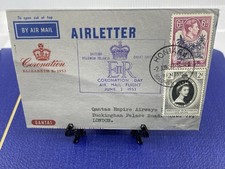 British Solomon Isl. 1953 Qantas Coronation Flight Airletter Cover FFC to London