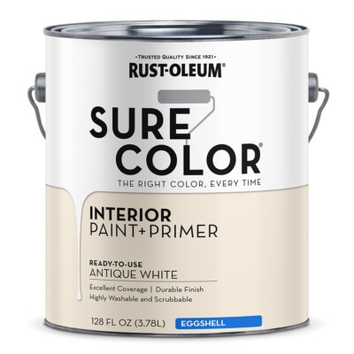 Rust-Oleum 380221 Sure Color Interior Paint & Primer Eggshell Antique White gal