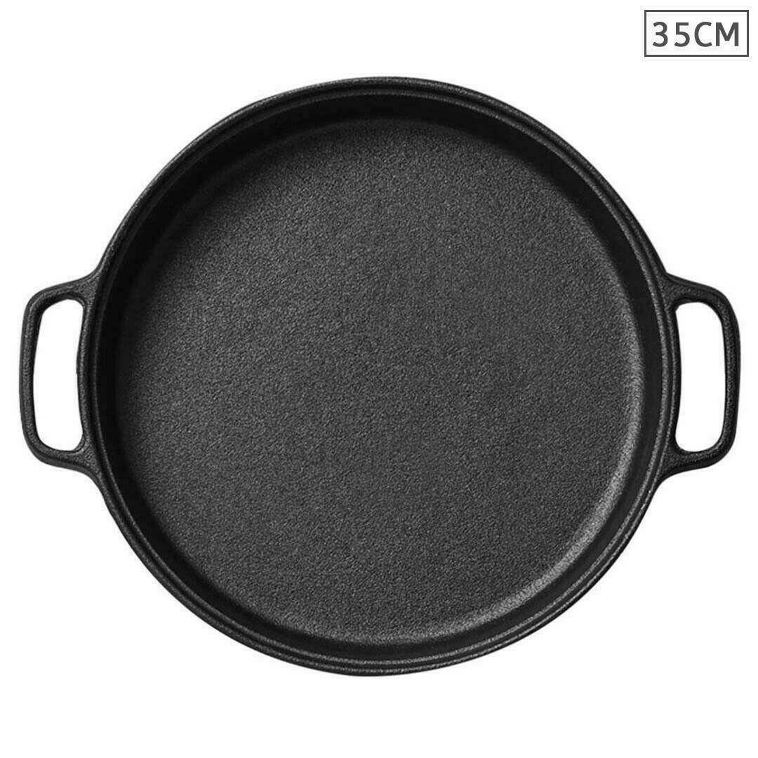 Cast Iron Skillet Frying Pan Oven Safe Grill Cookware Griddle Pan NonStick 35cm eBay