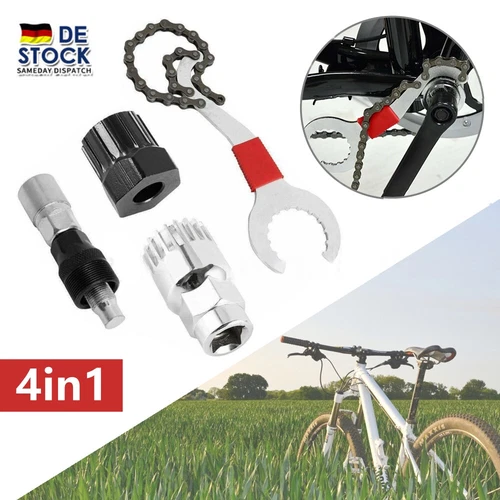 4in1 Fahrrad Werkzeug Set Zahnkranzabzieher Kurbel-Abzieher Bike Reparatur Satz - Bild 9 von 13