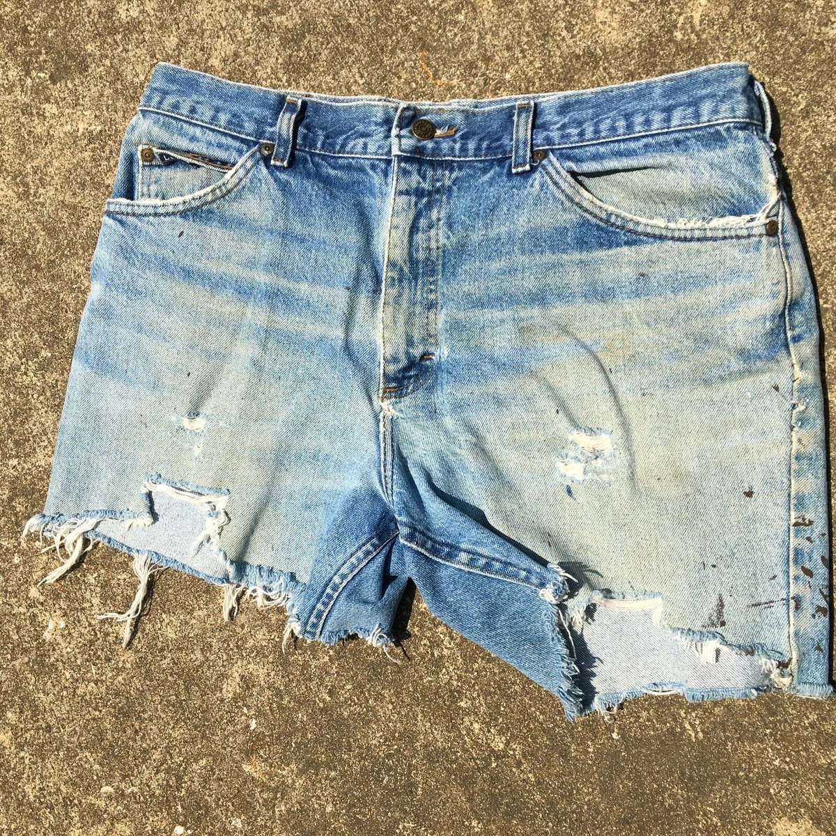 Vintage 50s 60s Distressed Worn Trashed LEE Denim Jean Shorts Surf