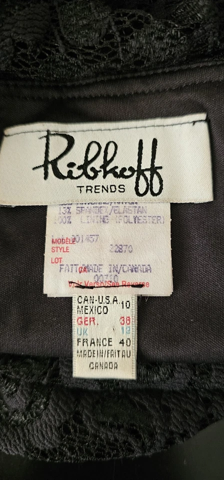 Blusa top de encaje negra Ribkoff talla 12 Foto 4 de 4