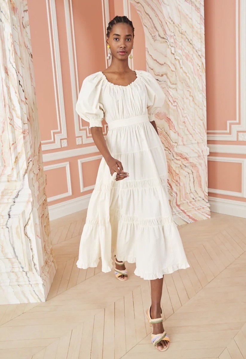 Ulla Johnson NEW Colette Midi Dress In Cream Puff Sleeve Size 2 | eBay