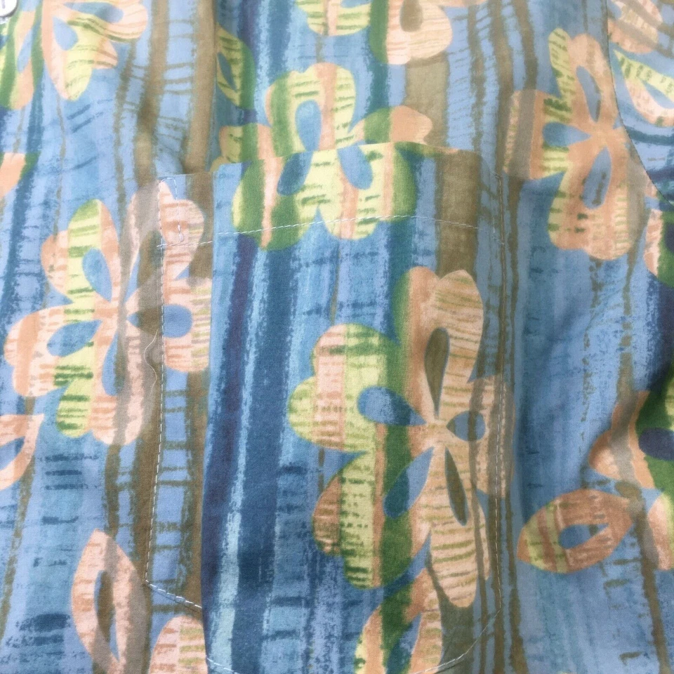 Camisa Norm Thompson Para Hombre Azul Verde Extra Grande Botón Hawaiano Hecha en EE. UU. Foto 3 de 4