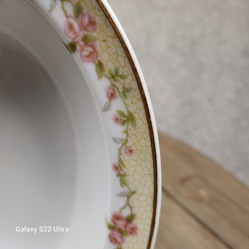 Haviland Antique China Serving Bowl Pink Rose Gold Trim Theodore Limoges France