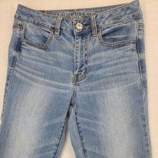 American Eagle Jeans Women 4 Blue Super Stretch Hi Rise Jegging Med Wash 27x26.5