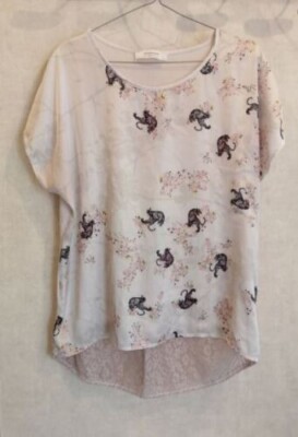 T-Shirt pastellrosa Polyester Elasthan Tigermuster Gr.40 Promod (2205204) 