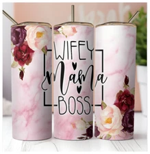 20oz STAINLESS STEEL SKINNY TUMBLER THINK LIKE A BOSS, Gift4her.