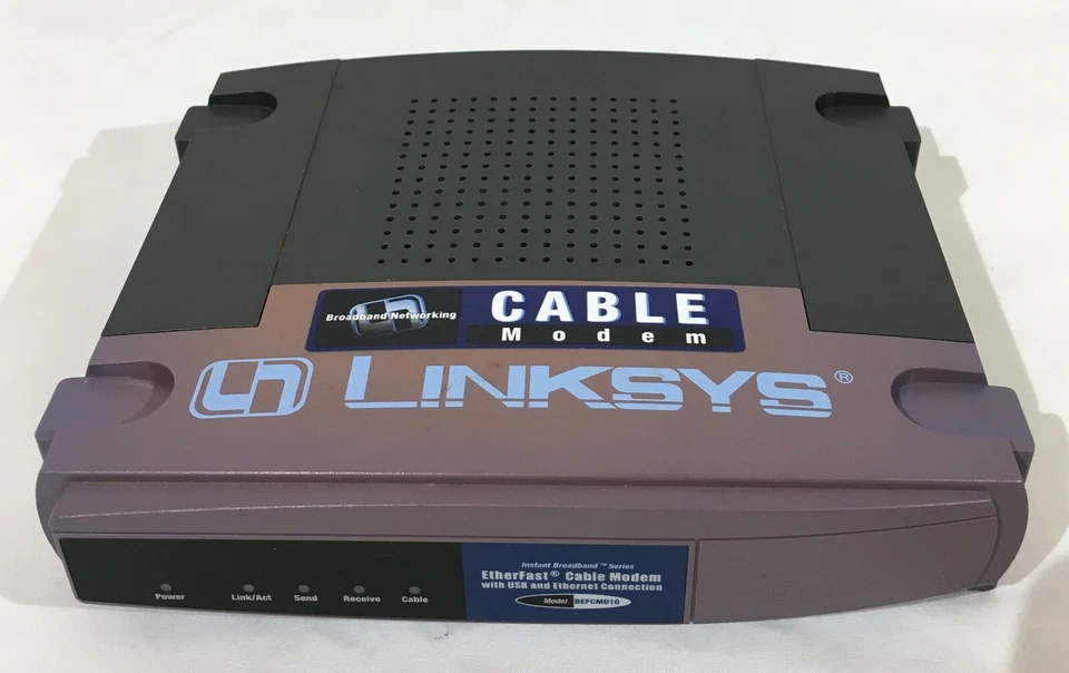 Linksys Cable Modem Model BEFCMU10 v2 with Ethernet & Cable Ports Tested Working - Image 2 of 4