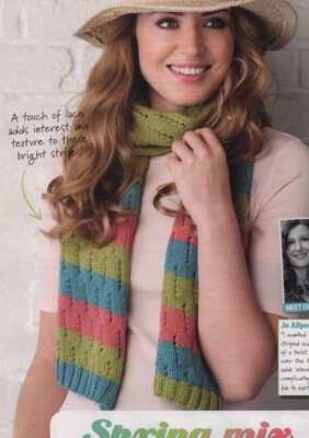 SPRING MIX SCARF Knitting Patterns- ROOSTER ALMERINO ARAN UK
