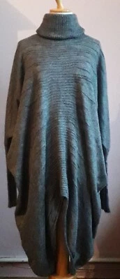 GIAN VARGIAN LONGPULLOVER OVERSIZED  GRAU MOHAIRANTEIL INTERESSANTER SCHNITT  - Bild 1 von 4