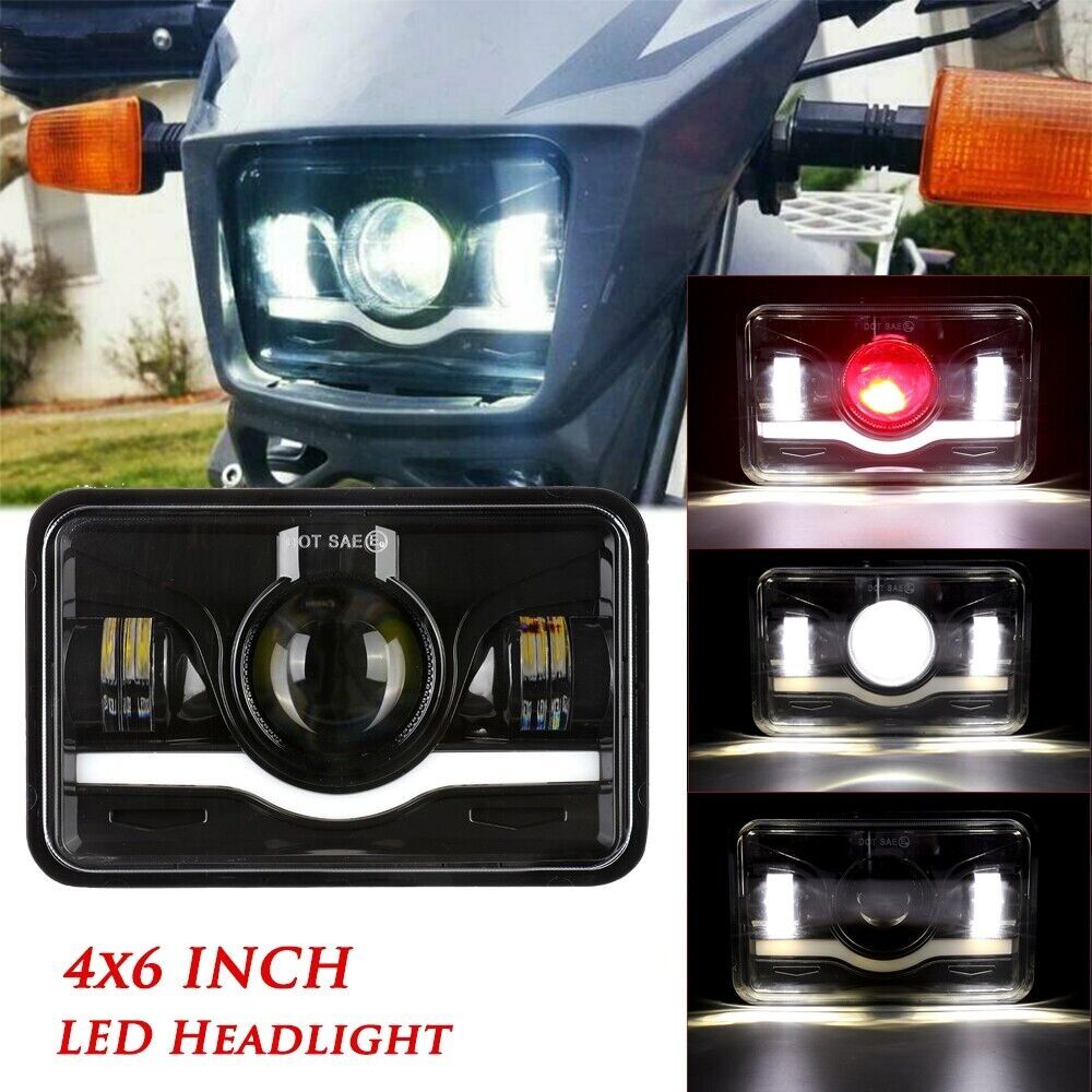 4x6" LED Headlight White Red Turn Signal Light For Honda XR250L XR650L
