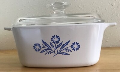 Vintage Corningware Blue Cornflower 1.5 Qt Casserole Dish - Square, No Lid, Classic 1957-1988 Design