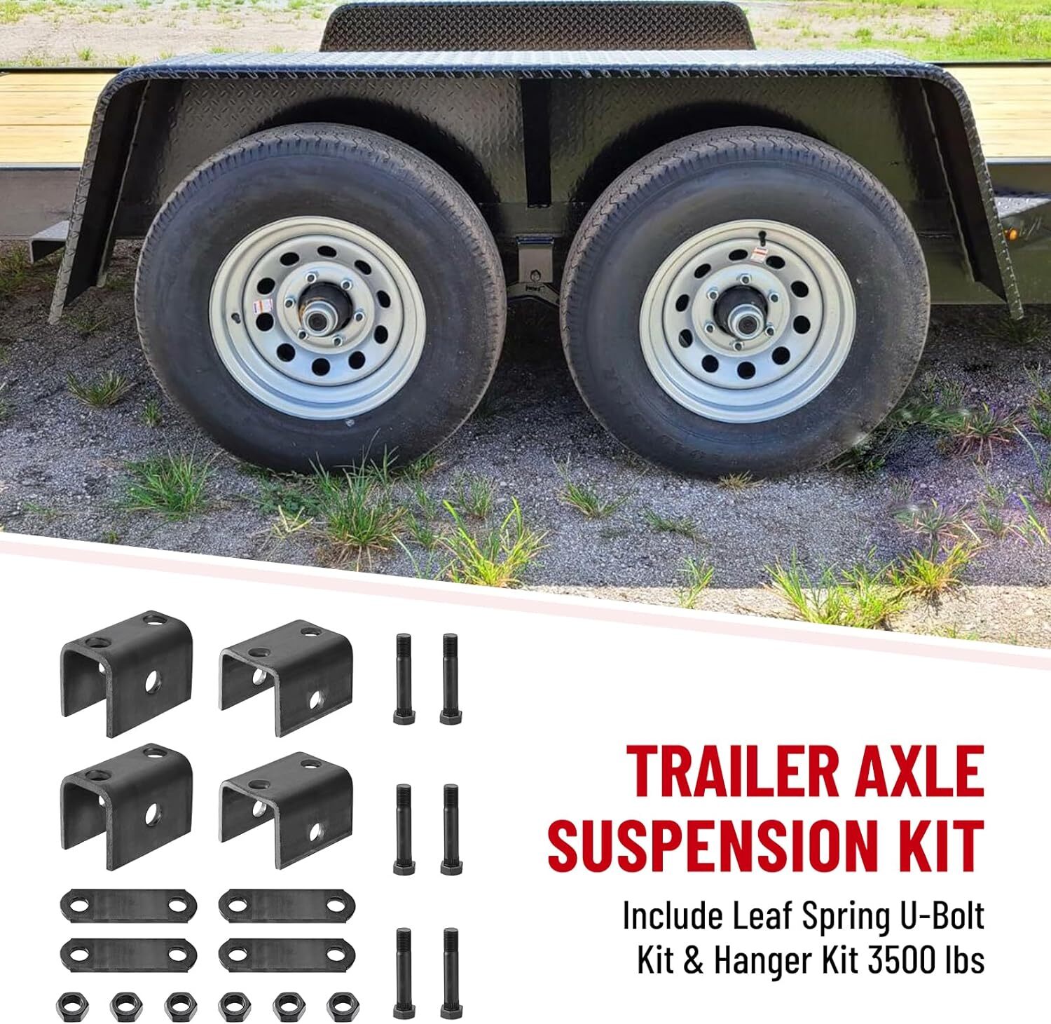 Trailer Axle Suspension Kit W/ Leaf Spring UBolt Kit and Hanger Kit