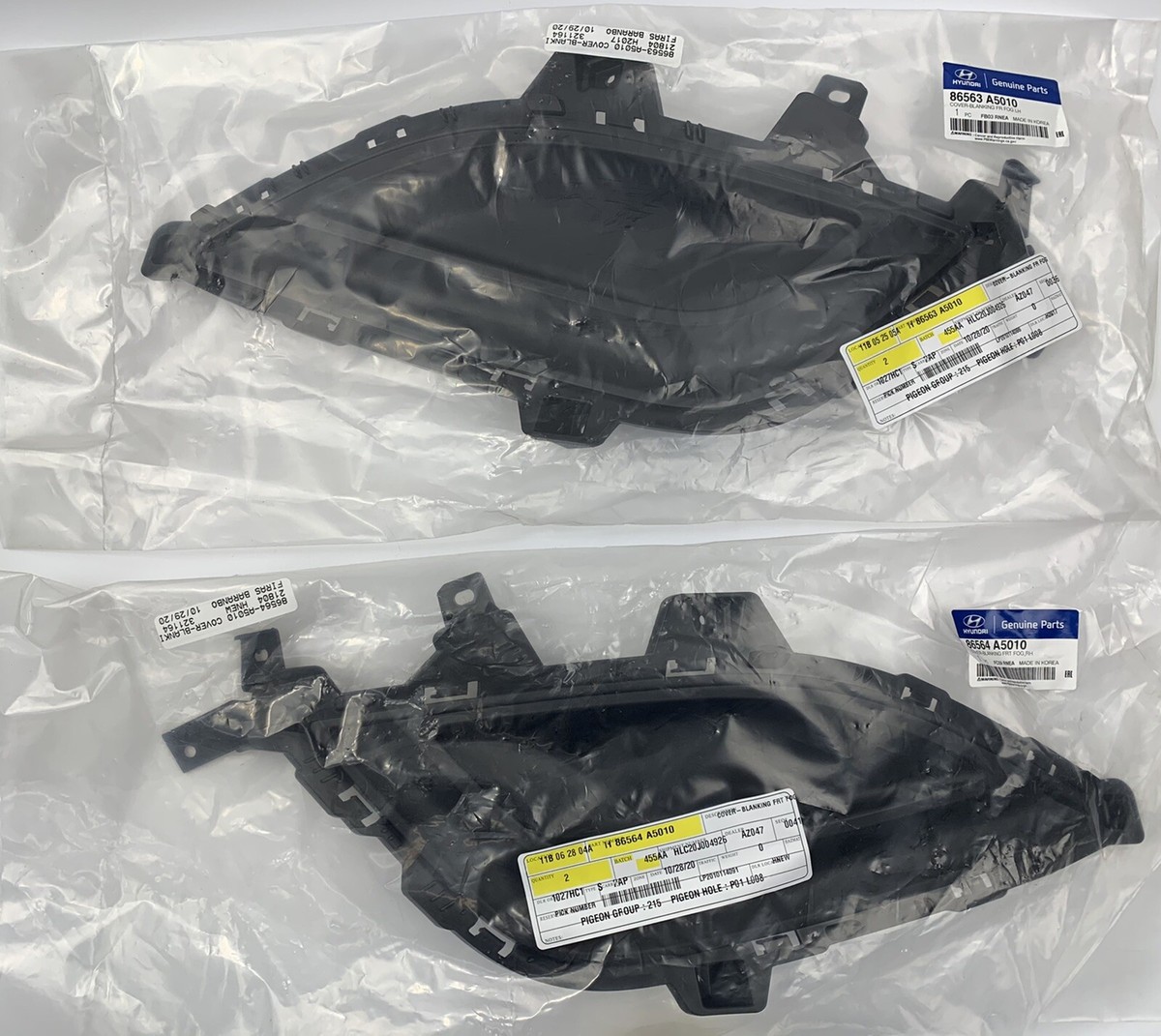 Pair Of Left & Right Fog Light Covers For 2011-2013 Hyundai Elantra - Direct Replacement