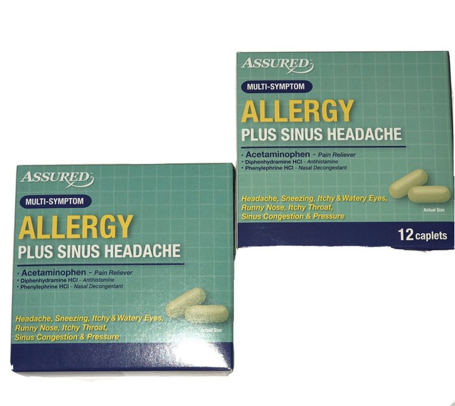 2 Assured Allergy plus Headache Pain Reliever Antihistamine