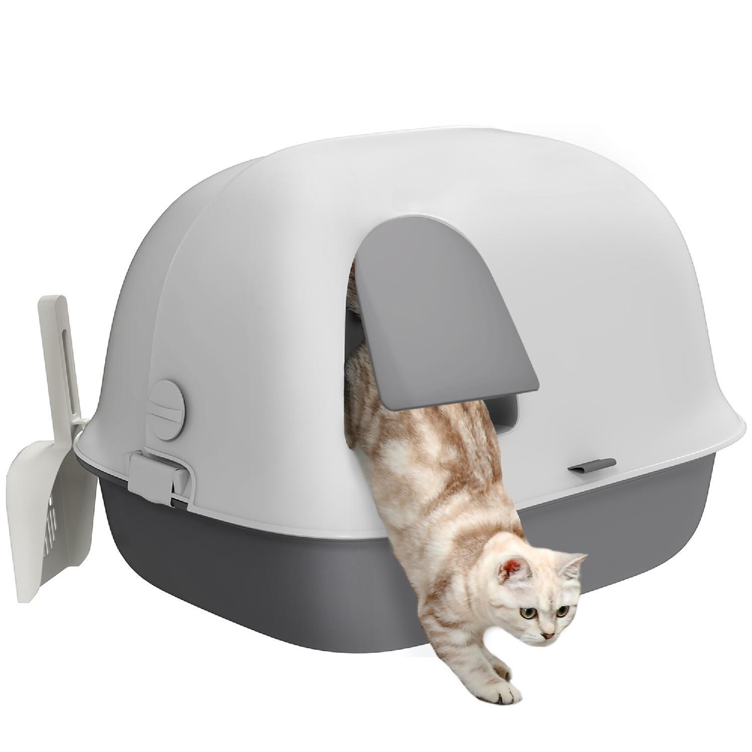 Cassetta Igienica Gatto Chiusa AllMyPets Grigio Chiaro e Bianca