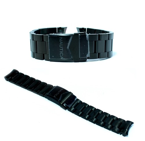 Cinturino per orologio nautica originale in acciaio nero ansa curva 22mm  a42506g | eBay