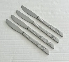 National Stainless NS Co NST12 Set of 4 Dinner Knives Flower Glossy