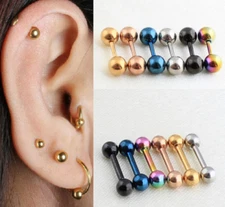 2Pcs Stainless Steel Stud Earrings Round Ball Screw Back Ear Piercing Women Men