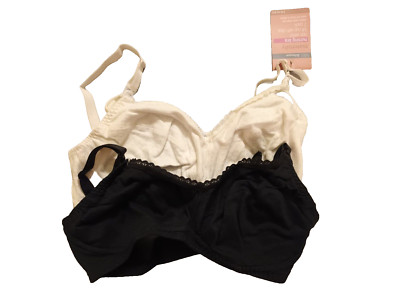 Still-BHs Damen UK 36DD schwarz & weiß 2er-Pack ohne Bügel Vollschale Baumwolle von M&S