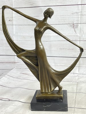 SIGNED Milo Original Real bronze statue art deco dancer bronze sculpture Figure
