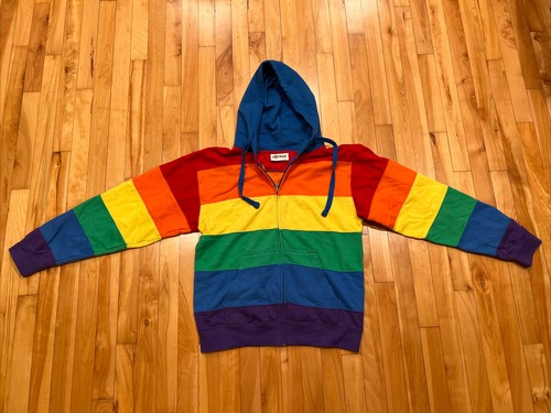 Beach Outfitters Unisex Sz SMALl Full Zip Sweatshirt Hoodie Pride Flag - Picture 2 of 13