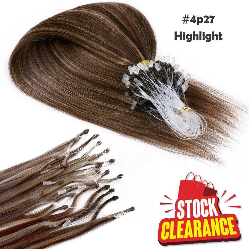 US Thick Micro Loop Ring Beads Remy Human Hair Extensions Ombre 300s Highlight GORĄCE, dobra jakość