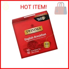 Twinings English Breakfast Black Tea, 100 Individually Wrapped Tea Bags, Smooth,