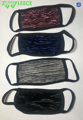 Shiny Velvet Black Face Mask Washable Cotton Blend Safe Stretchy Adult Masks