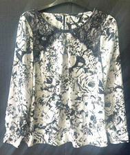 Image of NWOT M& CO UK 10 Lightweight Black & White Mix Long Sleeve Blouse Top