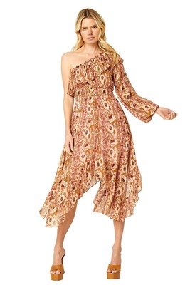 $425 MISA Los Angeles Women's Ruffled One-Shoulder Vola Dress Size XS