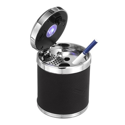Auto Aschenbecher 3,54''x2,87'' Leder abnehmbar Metallfutter schwarz für Auto