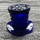 Cobalt Blue Glass Top Hat Figurine Decorative Diamond Pattern Glossy