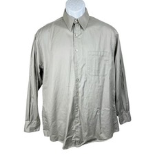Perry Ellis Portfolio Dress Shirt Men 15 Grey Long Sleeve Supima Button Down