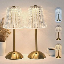 2 Pack Crystal Table Lamp, 5000mAh Rechargeable Battery Lamp with Touch Contr...