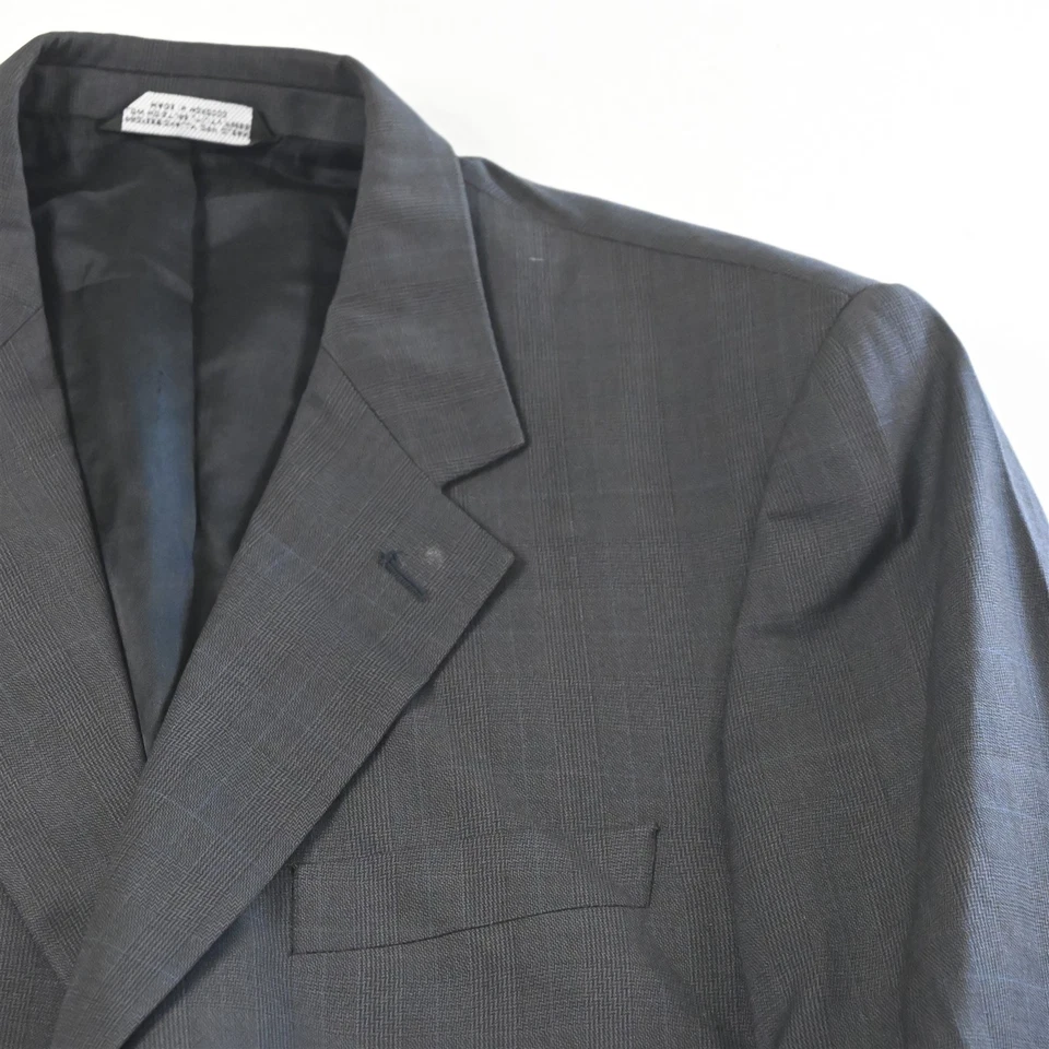 Vtg USA Made 40S 34x30 Gray Glenn Check 100% Wool Mens Jacket Pants Suit - Image 3 of 4