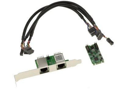 M2 Dual Gigabit Ethernet Controller Karte - M.2 PCIe M oder B+M - Realtek RTL8111H
