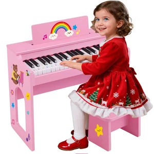 MUSTAR Bois rose 37 Key Kids Piano numérique Clavier Jouet pour tout-petit avec/Tool,Stickers