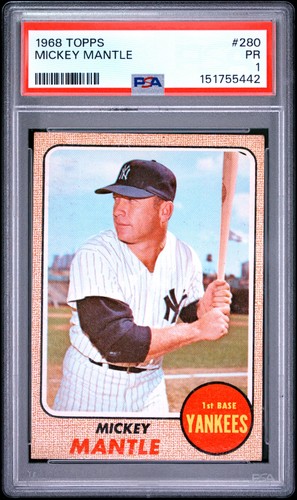 1968 TOPPS #280 MICKEY MANTLE PSA 1