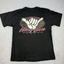 Vintage Hang Loose Hawaii Shirt Mens Medium Black Shaka Surf Graphic Anvil 90s