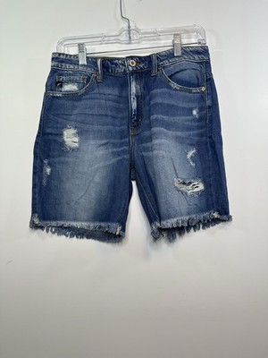 KanCan Los Angeles Women s Distressed Denim Shorts Size Small Frayed Hem 