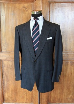 Bespoke Neapolitan charcoal PoW suit 54EU/44UK