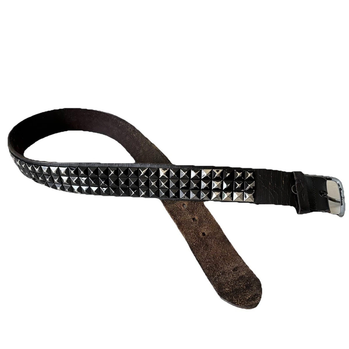 Emporio Armani Black Studded Leather Belt Tumbled-leather belt with oversized logo lettering | Emporio  main image 3